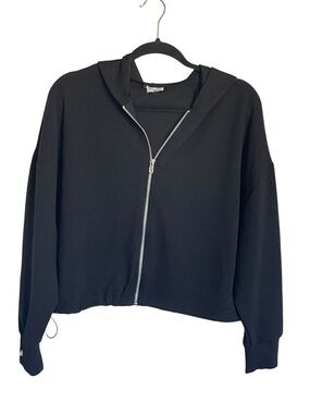 Black Zip-Up Hooded Jacket